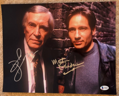David Duchovny Martin Landau signed autographed 11x14 photo X