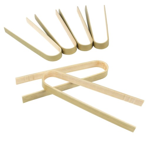 Servir buffet | Pinzas desechables de bambú de 3,9" | BambooMN - Imagen 2 de 8
