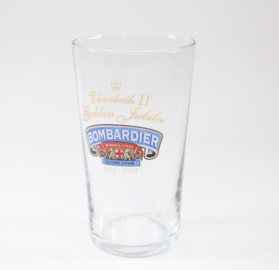 Vintage Bombardier Premium Bitter Pint Beer Glass Golden Jubilee 1952-2002