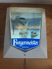 Burgermeister Beer Brewed Light Bar Sign 3D Motor Motion Boat on Water Vintage