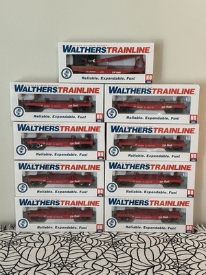 Walthers Mainline HO Scale Canadian Pacific Log Crane Car and 8x Log Dump Cars