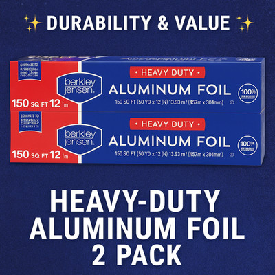Berkley Jensen Heavy-Duty Aluminum Foil,12 IN 150 SQ Ft ,2PACK