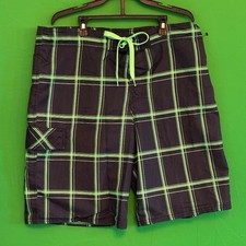 OP Ocean Pacific Plaid Board Men's Board Shorts Swim Trunks Swimsuit Plaid Sz Md
