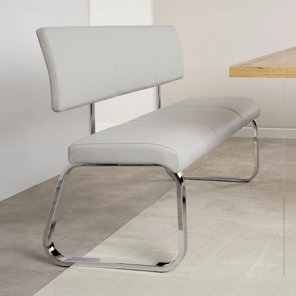 Esszimmerbank Polsterbank Sitzbank mit Rückenlehne Küchenbank Kunstleder grau - Bild 3 von 4