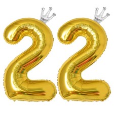 YFHVJTKO 40 Inch Number 22 Gold Crown Balloon Set,22th Celebration Decoration...