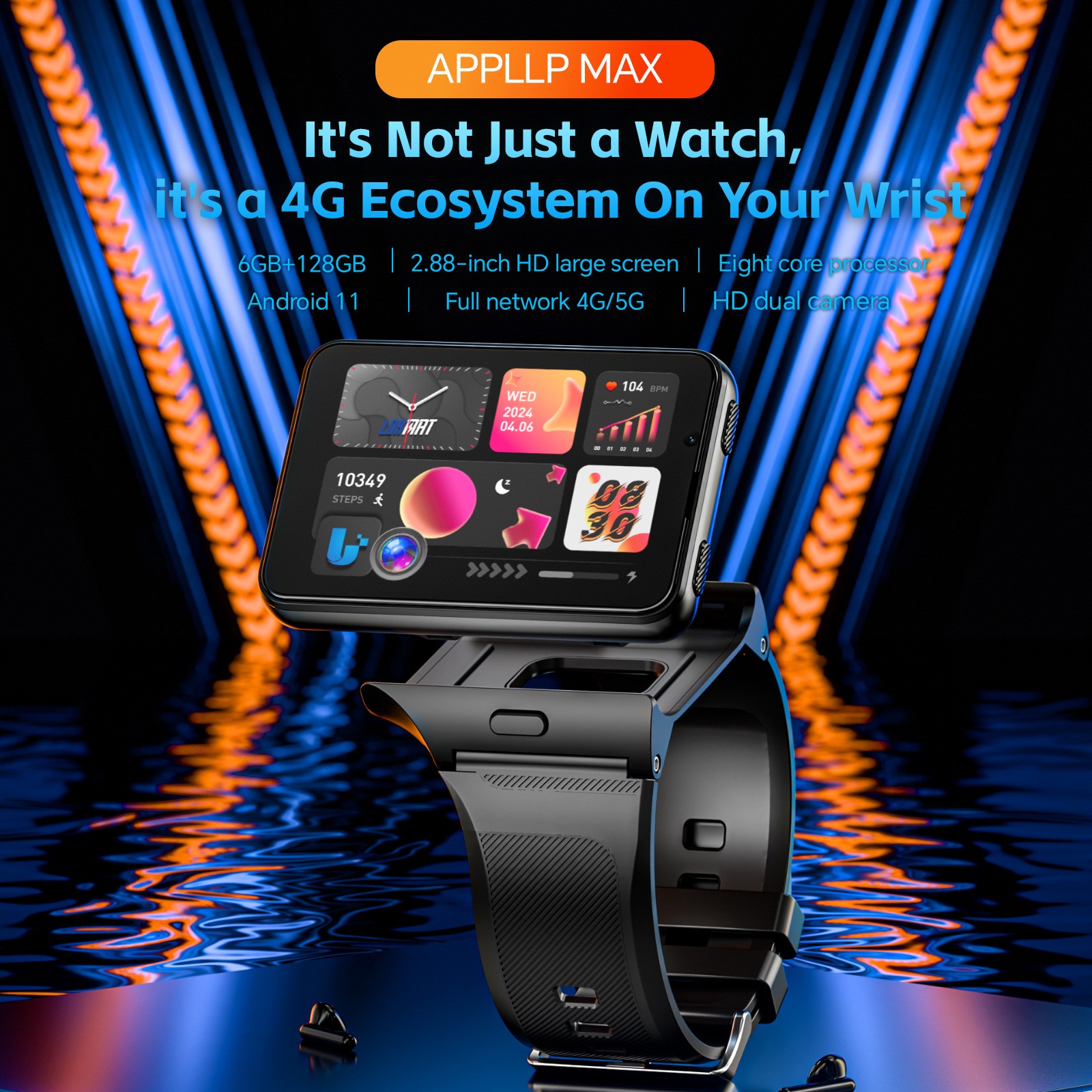 2.88inchLargeScreen5GSmartWatchDualCameraAndroid116GB+128GB2300mAh
