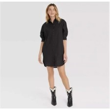Long Sleeve Button-Down Shirtdress Sz Small NWT Black Universal Thread