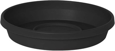 Terra Resin Saucer Tray 11.25'' Bottom Width Black Matte Durable Ribbed Bottom