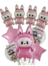 Labufus , happy birthday balloons set/9pcs/Pink