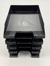 5x schwarze Ablagefächer stapelbar für DIN A4 – Schreibtisch-Organizer Büro
