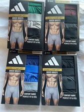 Adidas 3 Pack Luxe Comfort Stretch Boxer Briefs Soft 5" Inseam Men New Navy Gray