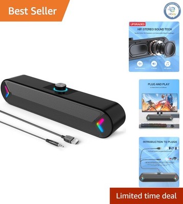 Compact A39PRO Soundbar - Colorful Wired Speakers for Gaming and Home Office