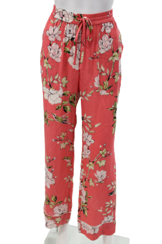 Joie Womens Ankle Silk Floral Pants Drawstring Size M