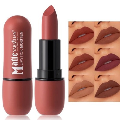 6-Color Matte Lipstick: Velvet Lip Color, Smooth, Waterproof, Long-Lasting Color