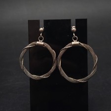 Sterling Silver Twisted Mesh Earrings Dangle Drop 925