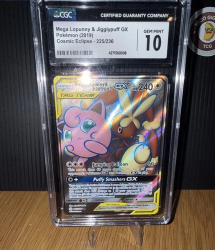 2019 Pokemon Cosmic Eclipse Mega Lopunny Jigglypuff GX #225 CGC 10 GEM MINT Eng
