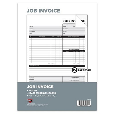 COSCO Job Invoice Forms, 2-Part Carbonless, for Service and Repair Billing,...
