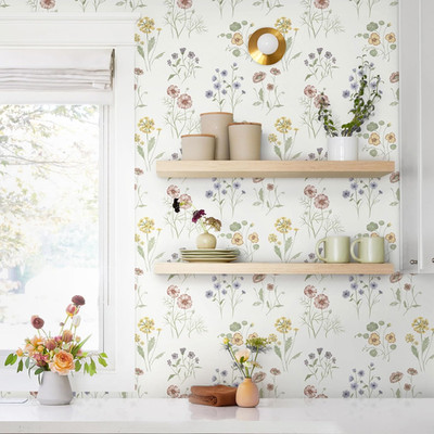 17.3''X78.7'' Floral Peel and Stick Wallpaper Boho Vintage Botanical Farmhouse R