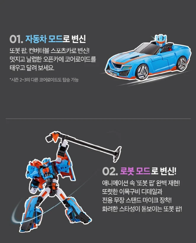 Tobot Pop Convertible Sports Car Robot Toy Convertible Action Figure Kids Transf - Image 4 of 4