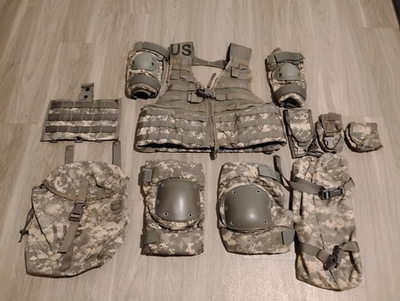 #ad 9pc Fighting Load Carrier w 8 MOLLE II Pouches Pads ACU UCP US ARMY $29.95