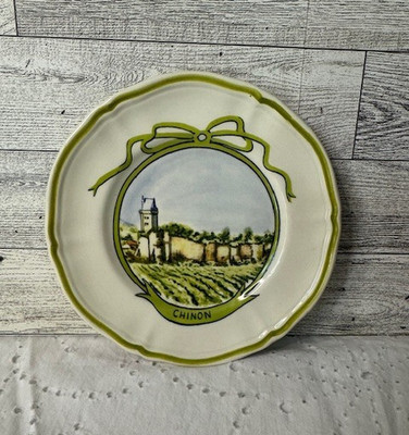 Vintage Longchamp French Country Wine Chateau Cheese Plate ''Mont Bazillac'' 6''