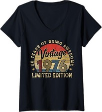 Retro 50th Birthday 1976 50 Year Old Birthday Party Ladies' V-Neck Tshirt