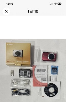 Canon PowerShot A3500 IS 16.0MP Digital Camera - Red for sale