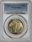 1942 Walking Liberty 50c Silver Half Dollar PCGS MS 65 Woody Toning