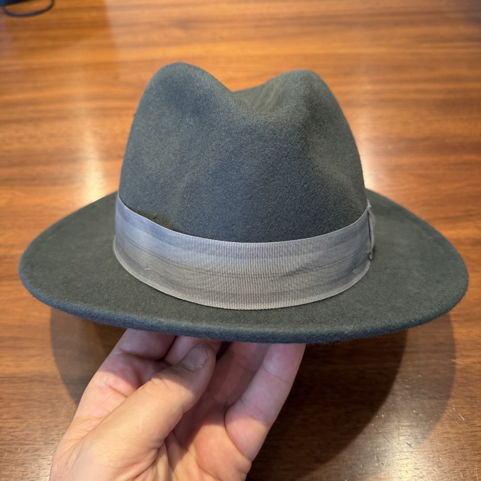 Goorin Bros Fedora Hat Dark Gray Wool Felt USA Large w Hat Box