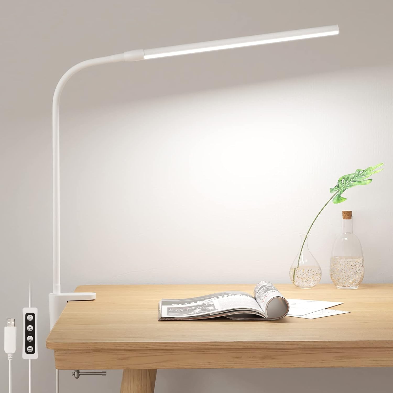 Lepro Desk Lamp Clamp, Eye Caring LED Desk Lamp, 5W 460lm, Dimmable, USB Powere