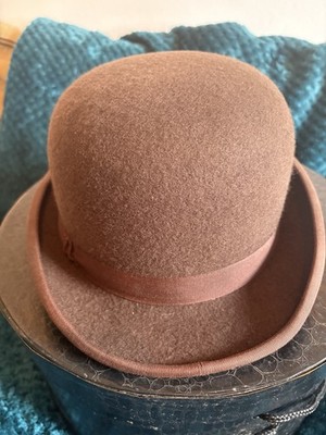 Christys’ London Brown Bowler Hat with hat box size 1/4 53cm UK