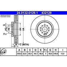 2x ATE 24.0132-0129.1 Bremsscheibe für ALFA ROMEO 147 156 GT 932 937