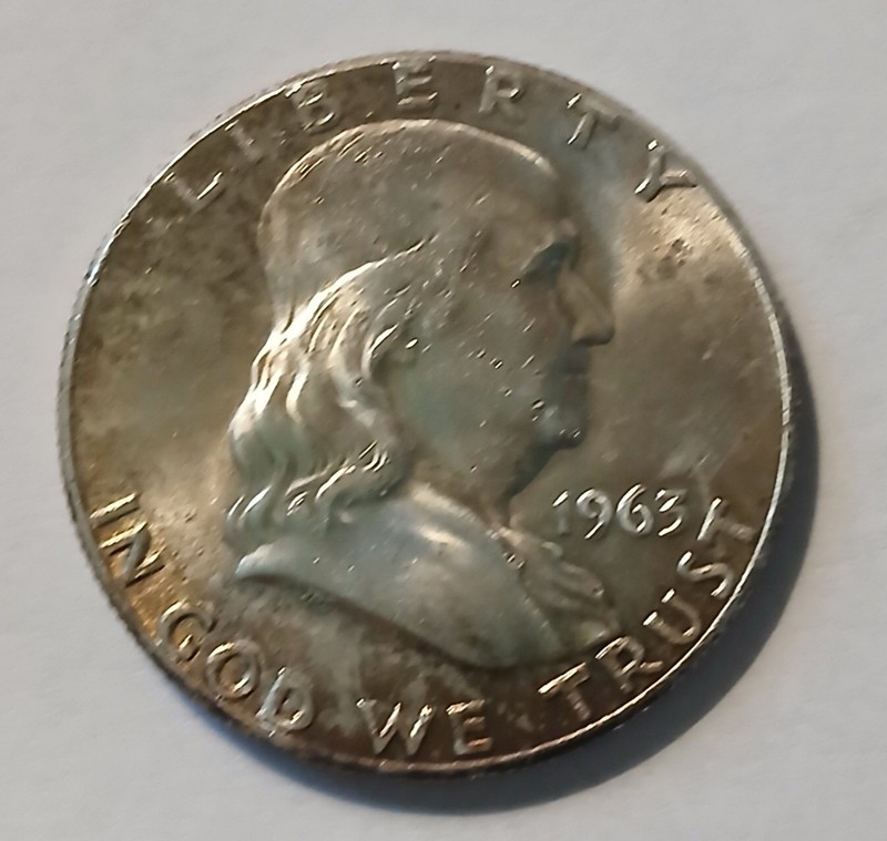 1963 US Benjamin Franklin Genuine 90% Silver Half Dollar Coin 