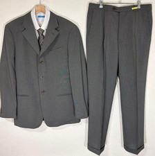 Armani Collezioni Suit Set Gray Wool Blend Stripe Made Italy Mens 50R