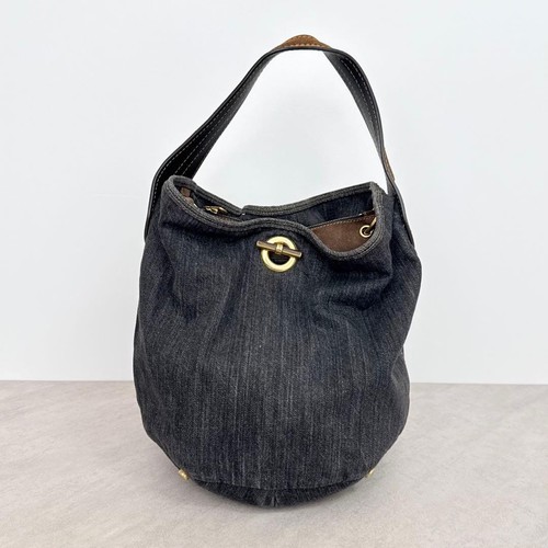 Yves Saint Laurent YSL Capri Denim Baguette Shoulder Bag Hobo Indigo Blue 191845