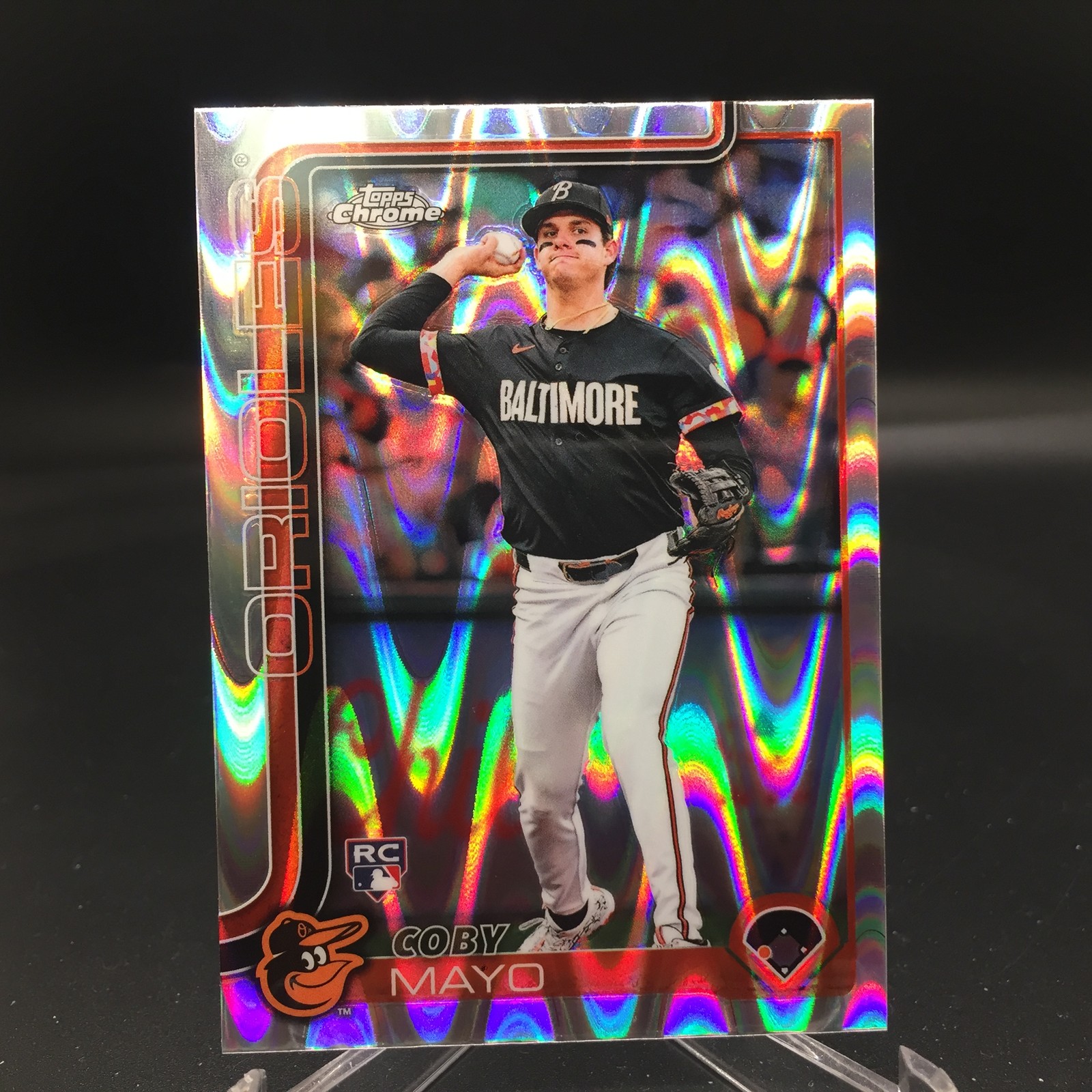 Coby Mayo 2025 Topps Chrome Raywave Refractors 120 Baltimore Orioles Rookie