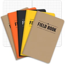 Field Notebook/Pocket Journal - 3.5"X5.5" - Combination of Kraft, Black, Orange