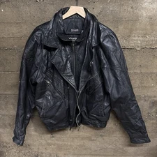 VTG 90s Wilsons Open Road Black Leather Motorcycle Biker Punk Jacket Moto Belt S