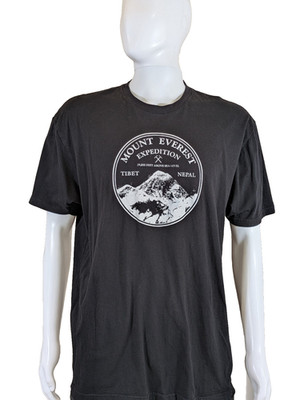 Mount Everest Expedition T-Shirt Tibet Nepal Mountain Graphic Black Large 22x31