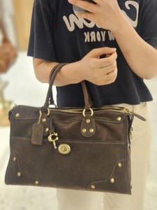 COACH Rider Satchel 38 Dark Chocolate Leather Shoulder Crossbody Bag CFN68 B4Z5D