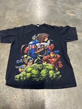 Marvel Mad Engine T-Shirt Vintage Size LargeBlack With Graphic Hulk Spider-Man
