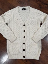 The Irish store Ireland cream chunky wool fisherman chunky knit cardigan S