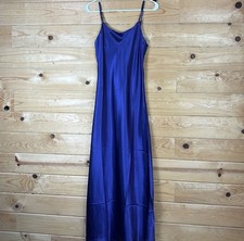 Alexander Del Rossa Purple Satin Nightgown Slip Floor Length Size Small NWT