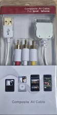 AV Composite Video to TV RCA Cable Adapter for iPad 1 2 3 iPhone 3G 4/4S iPod