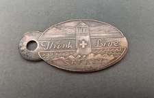 Vint Brass Engraved Return Tag Key Chain Tag Vocational School Superior WI #191