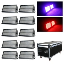10pcs 8 8 Segment 1000W 960pcs RGB DMX512 LED Strobe Wash Light with Flight Case