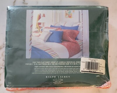 NOS - Vintage Lauren Ralph Lauren Flat Sheet w/Paisley Design