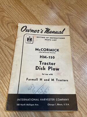mccormick deering international harvester tractor disk plow manual