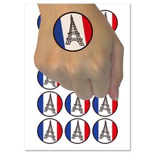 Eiffel Tower Paris France Doodle Temporary Tattoo Water Resistant Body Art Set