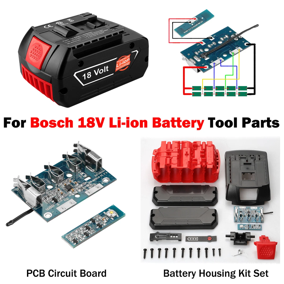 Für Bosch 18V Li-Ionen Batteriegehäuse Gehäusesatz Ersatzplatine  Leiterplatten